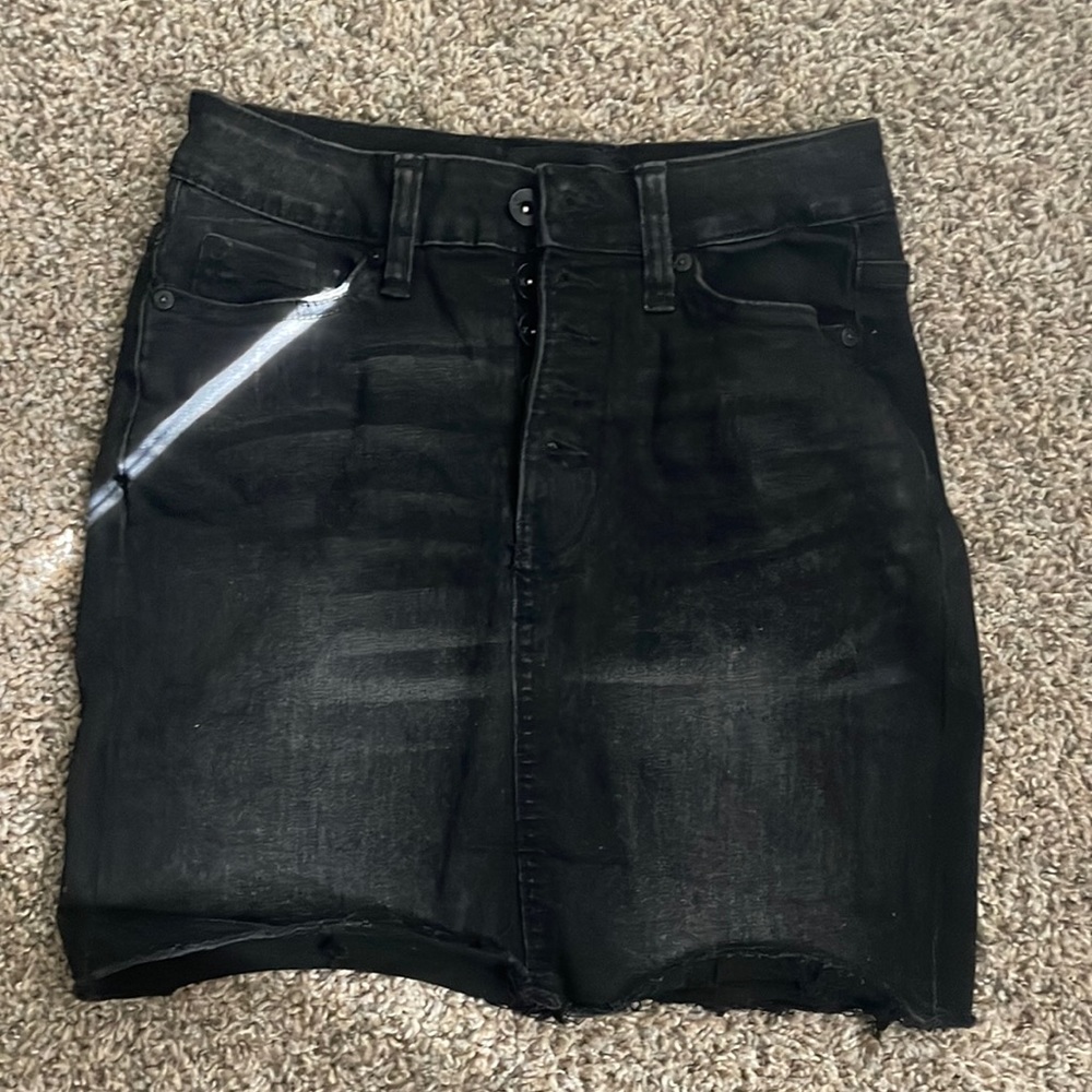Black Jean Mini Skirt
